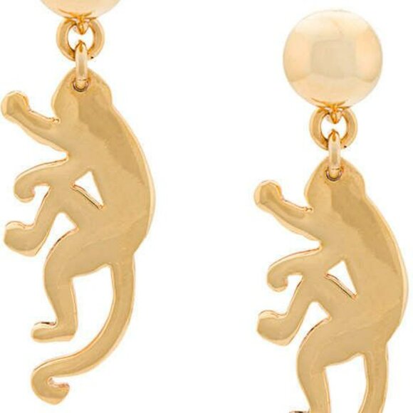Oscar de la Renta Polished Gold Large Monkey Earrings - Picture 6 of 6